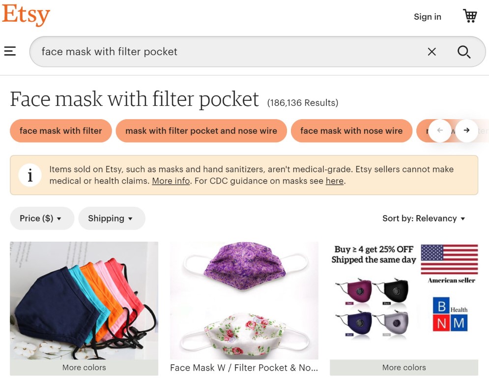 Choose from thousands of mask designs with a filter pocket