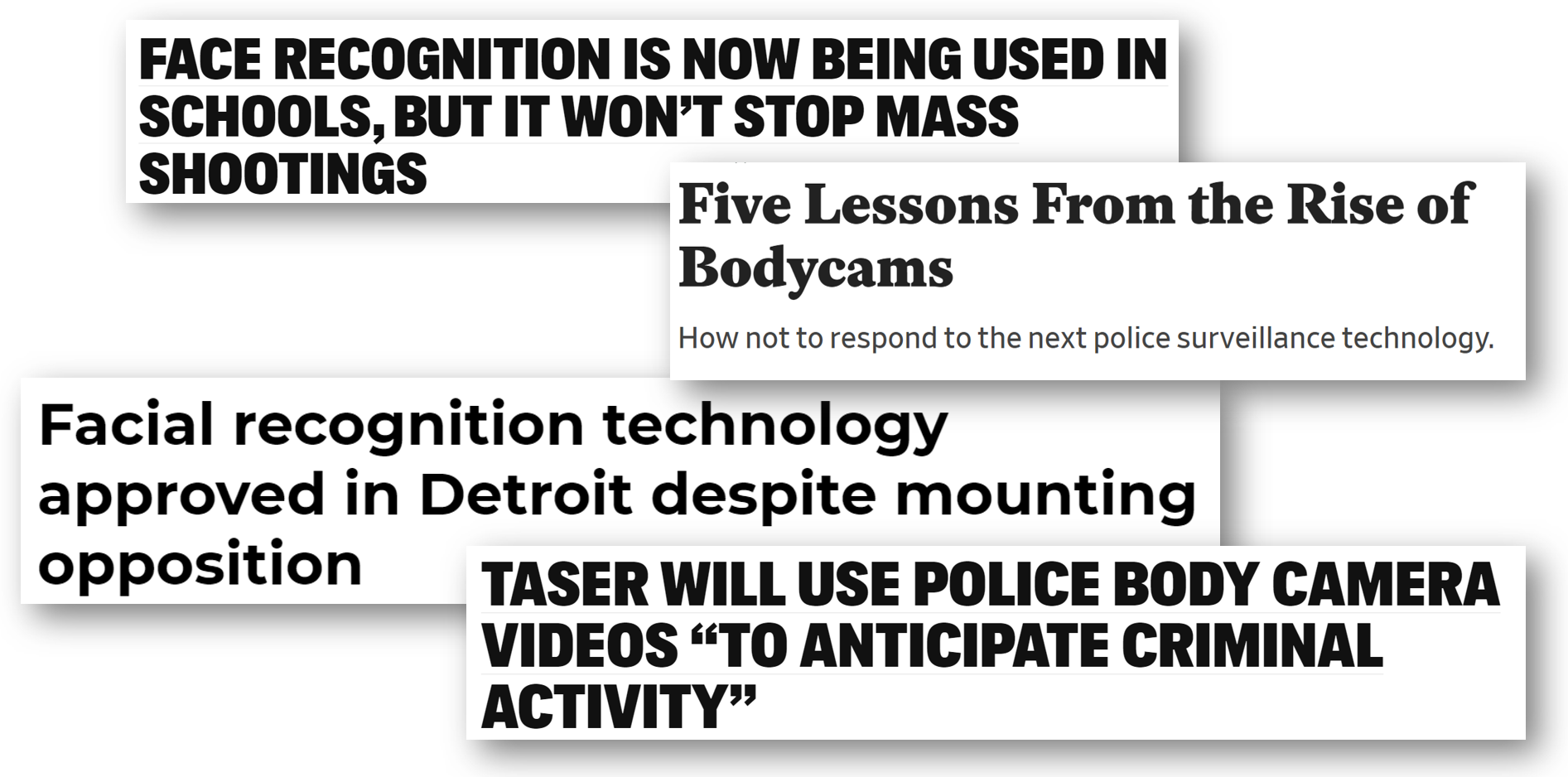 Headlines of articles related to government use of technology