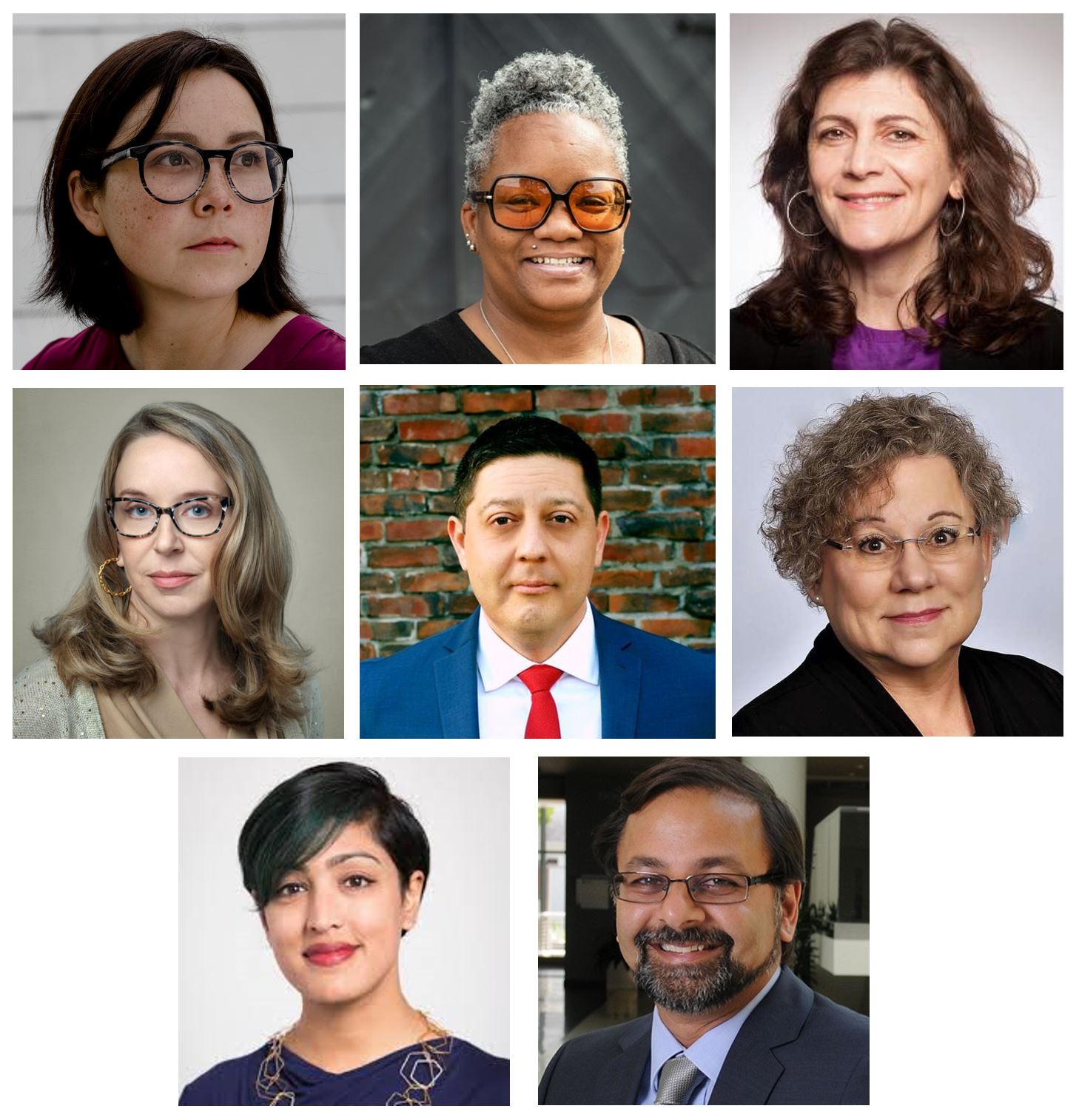 Speakers (left-right, top-bottom): Kristian Lum, Tawana Petty, Irina Raicu; Heather Patterson, Brian Hofer, Linda Gerull; Rumman Chowdhury, Deven Desai