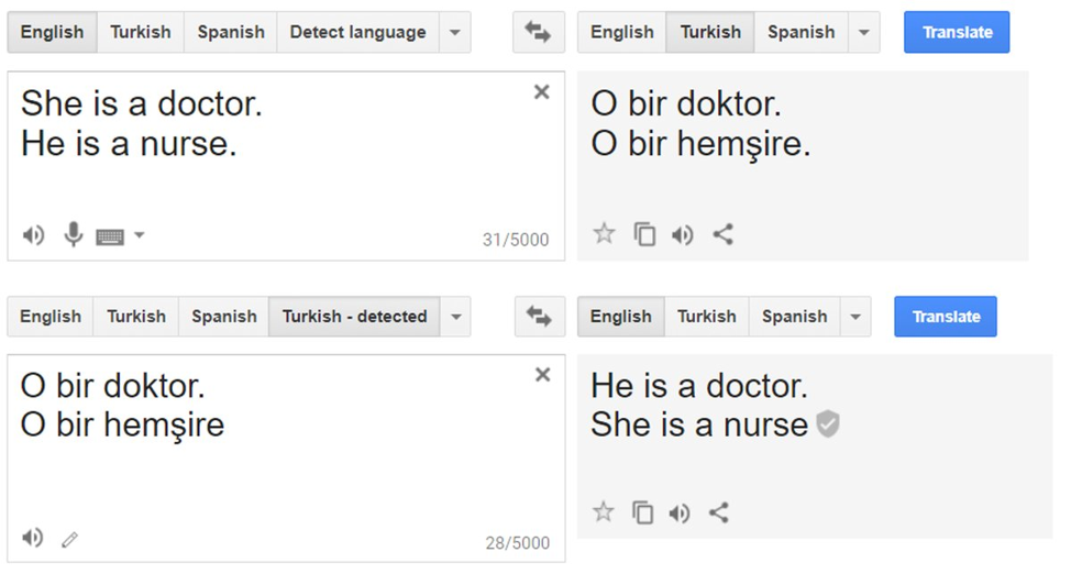 Gender bias in Google Translate