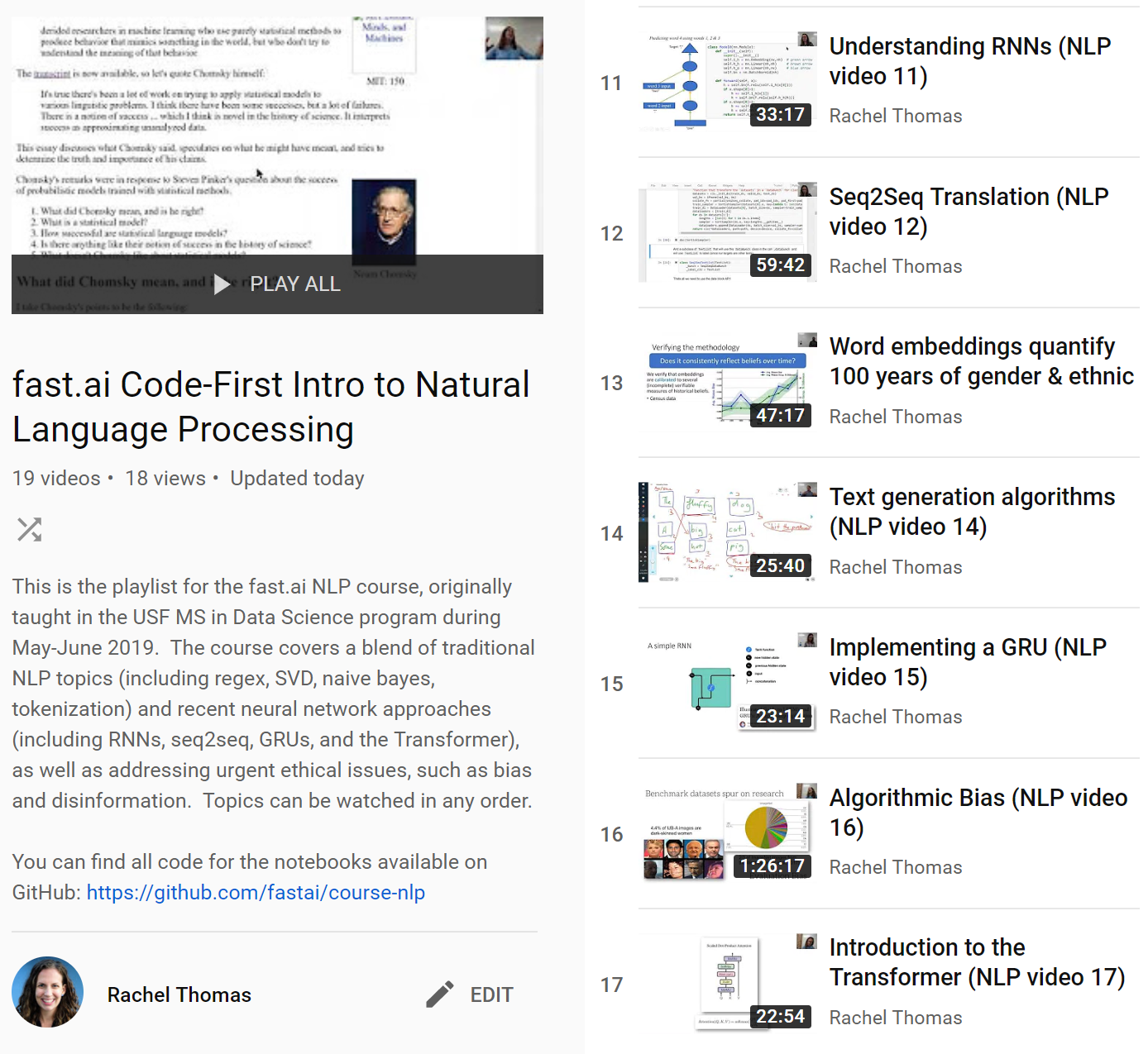 new fast.ai course: A Code-First Introduction to Natural Language Processing